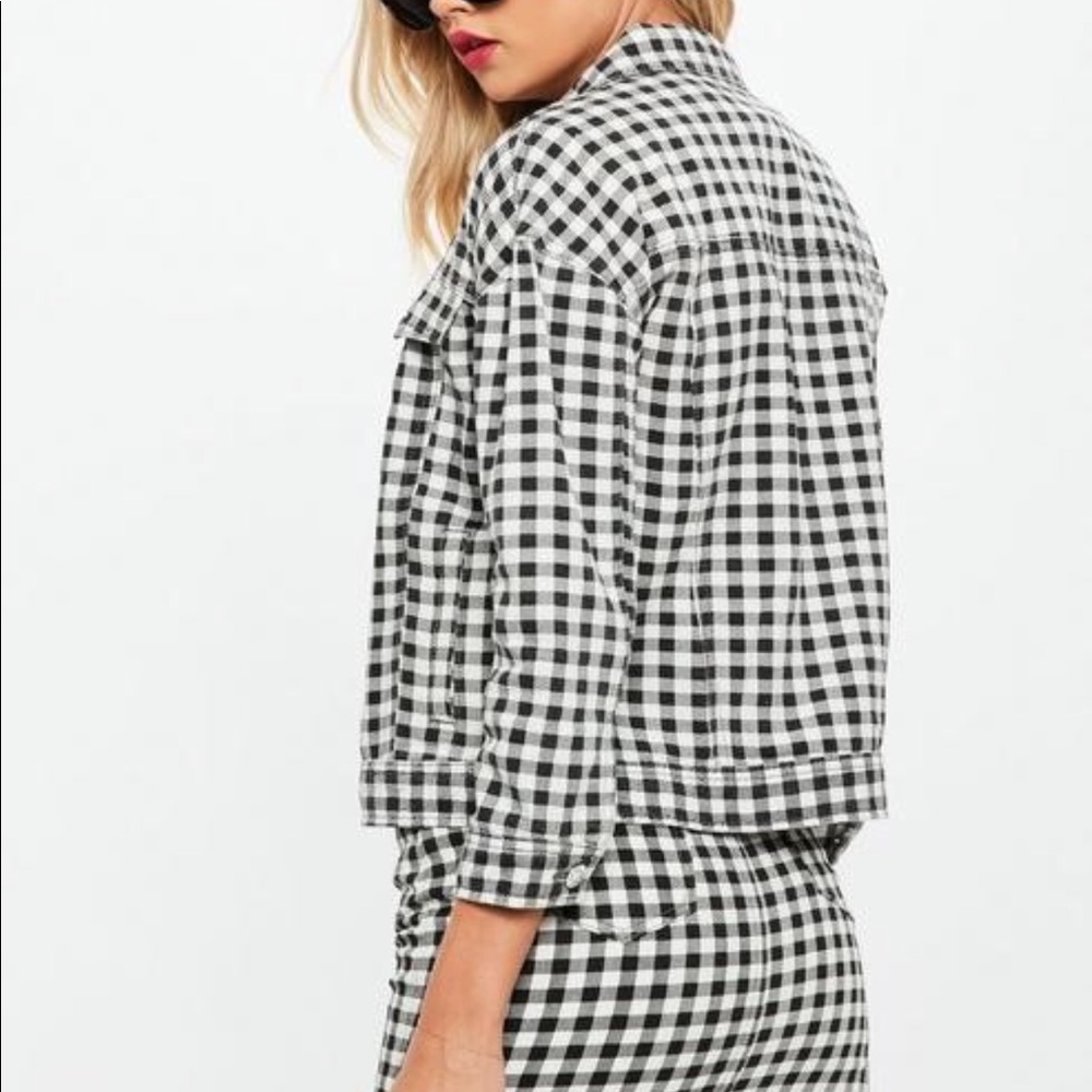 Petite Black Gingham Regular Fit Denim Jacket